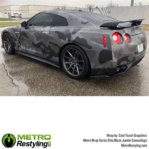 black camo wrap car